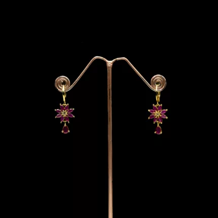 ER-2103002 - Radiant Ruby Dangle Hoop Earrings