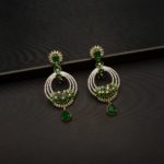 ER-2204003 - American Diamond Gold Plated Emerald Statement Earrings
