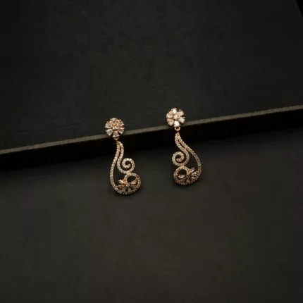 ER-2204007 - Gold Plated American Diamond Dangle Earrings