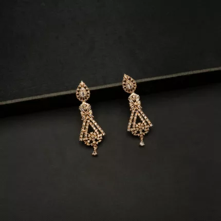 ER-2204008 - American Diamond Gold Plated Contemporary Dangle Earrings