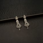 ER-2204008 - American Diamond White Gold Plated Dangle Earrings