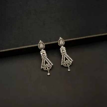 ER-2204008 - American Diamond White Gold Plated Dangle Earrings