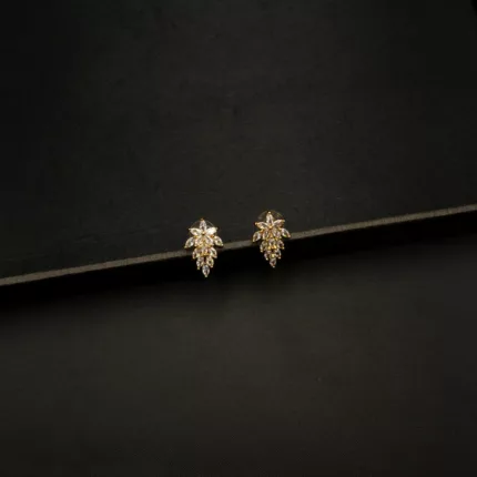 ER-2206004 - American Diamond Contemporary Leaves Stud Earrings