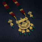 NS-2206005 - Gold Plated Long Multicolor Necklace Set