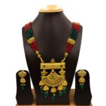 NS-2206005 - Gold Plated Long Multicolor Necklace Set