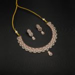 NS-2206006 - American Diamond Pink Stones Collar Necklace Set