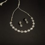 NS-2206007 - White Gold Plated American Diamond Collar Necklace Set