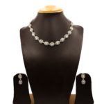NS-2206007 - White Gold Plated American Diamond Collar Necklace Set