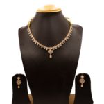 NS-2206008 - American Diamond Rose Gold Plated Necklace Set