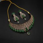 NS-2206009 - American Diamond Elegant Emerald Choker Set