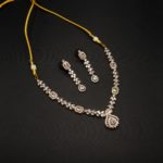 NS-2206011 - Rose Gold Plated American Diamond Princess Necklace Set