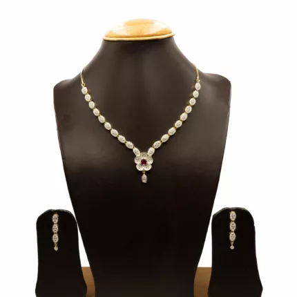 NS-2206012 - American Diamond Flower Necklace Set