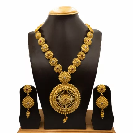 NS-2206013 - Gold Plated Traditional Long Temple Necklace