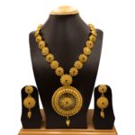 NS-2206014 - Gold Plated Traditional Multicolor Long Temple Necklace