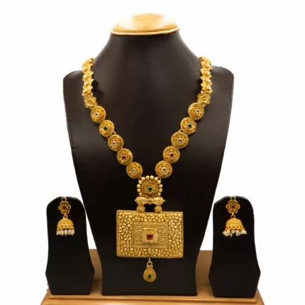 NS-2206015 – Gold Plated Traditional Long Temple Necklace