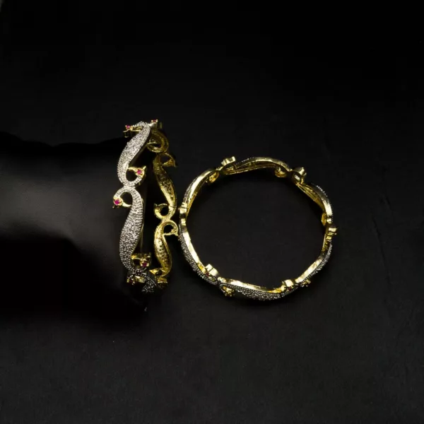 BA-2011003 - American Diamond Peacock Bangles