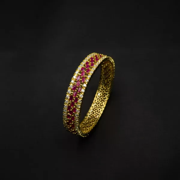 BA-2011014 - American Diamond Ruby Studded Bangle