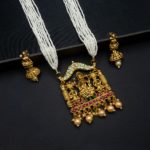 NS-2206017 - Gold Plated Multicolor Goddess Temple Necklace Set