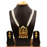 NS-2206017 - Gold Plated Multicolor Goddess Temple Necklace Set