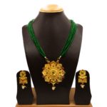 NS-2201018 - Gold Plated Multicolor Flower Traditional Temple Necklace Set