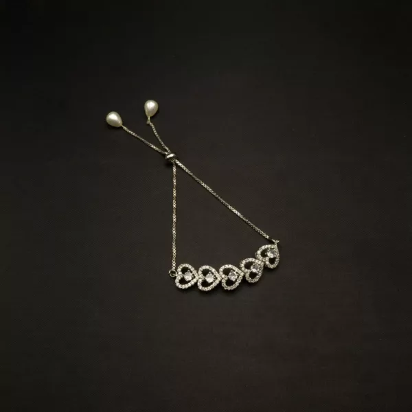 BL-2207007 - White Gold Plated American Diamond Slider Bracelet