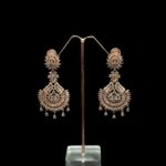 ER-2207003 - American Diamond Rose Gold Plated Dangle Earrings