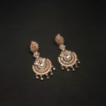 ER-2207003 - American Diamond Rose Gold Plated Dangle Earrings
