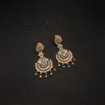 ER-2207004 - American Diamond Rose Gold Plated Mint Stone Dangle Earrings