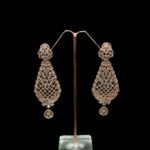 ER-2207007 - American Diamond Rose Gold Plated Contemporary Dangle Earrings
