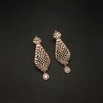 ER-2207007 - American Diamond Rose Gold Plated Contemporary Dangle Earrings