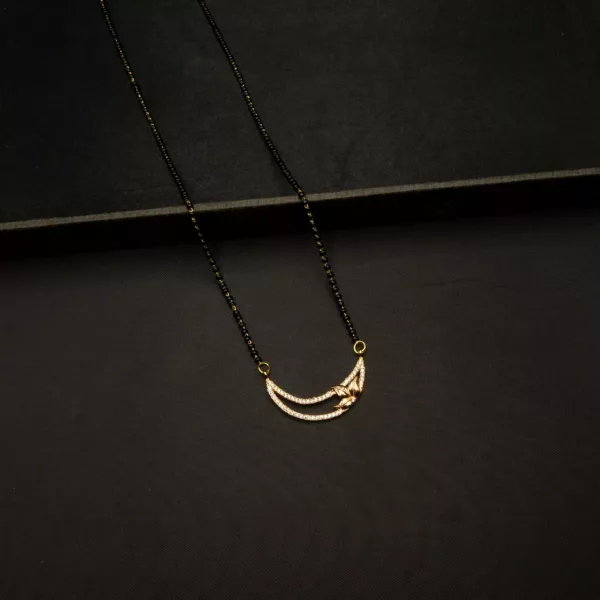 MA-2207002 - American Diamond Half Moon Flower Mangalsutra