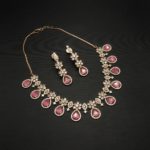 NS-2207002 - American Diamond Pink Stone Collar Necklace Set