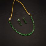 NS-2207003 - Rose Gold Plated Emerald Collar Necklace Set
