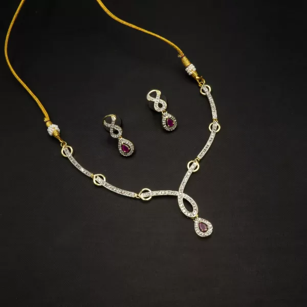 NS-2207010 - Gold Plated American Diamond Necklace Set