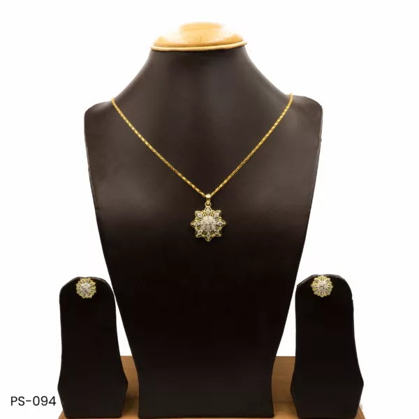 PS-094 - American Diamond Contemporary Flower Pendant Set