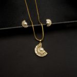 PS-2002020 - American Diamond Half Moon Pendant Set