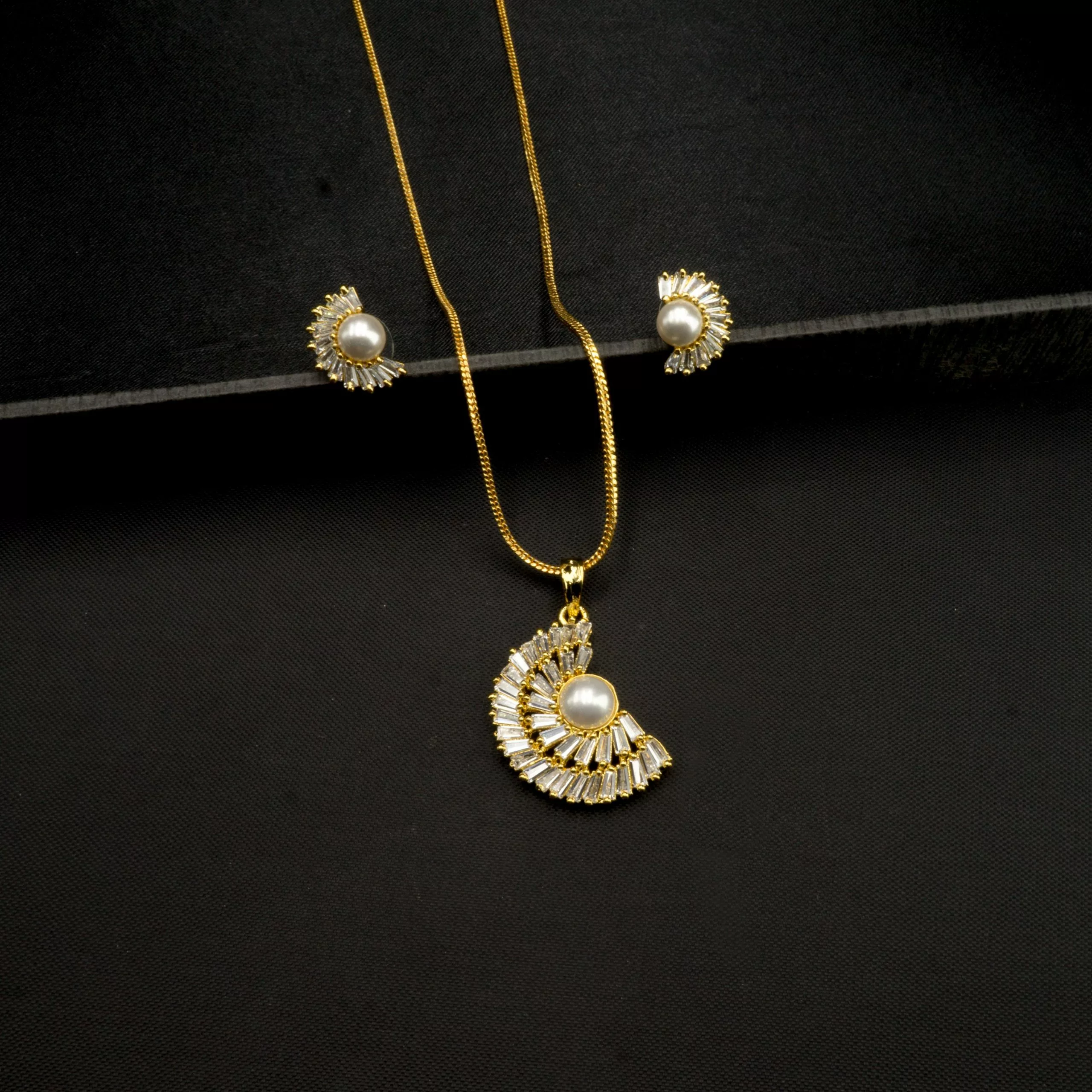PS-2002020 - American Diamond Half Moon Pendant Set PS-2002020 - American Diamond Half Moon Pendant Set