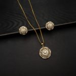 PS-2207003 - Gold Plated American Diamond Pendant Set