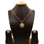 PS-2207003 - Gold Plated American Diamond Pendant Set