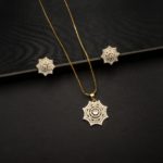 PS-2207004 - Gold Plated American Diamond Contemporary Pendant Set