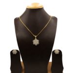 PS-2207006 - American Diamond Contemporary Flower White Pendant Set