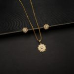 PS-2207007 - Gold Plated Contemporary Flower AD Pendant Set