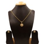 PS-2207007 - Gold Plated Contemporary Flower AD Pendant Set