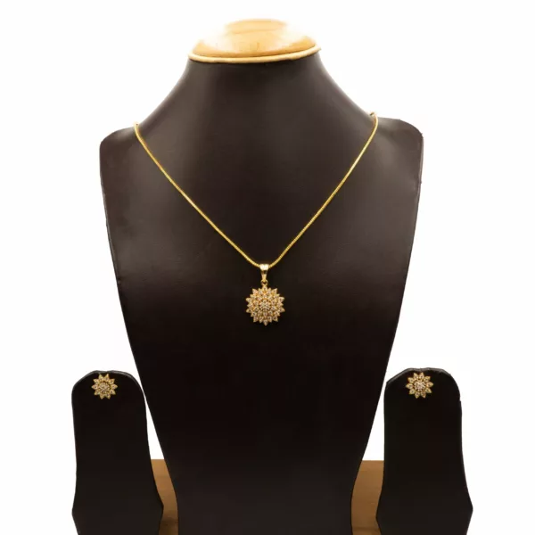 PS-2207007 - Gold Plated Contemporary Flower AD Pendant Set