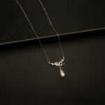 CH-2210002 - American Diamond White Gold Contemporary Pearl Drop Necklace