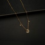 CH-2210009 - Gold Plated American Diamond Moon & Star Necklace
