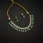 NS-2210002 - American Diamond Elegant Emerald Collar Necklace Set