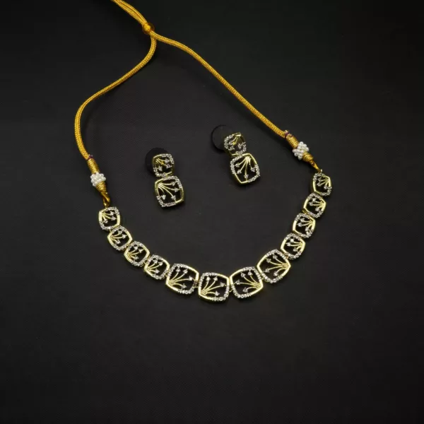 NS-2210003 - Gold Plated American Diamond Necklace Set