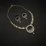NS-2210004 - Gold Plated American Diamond Contemporary Necklace Set