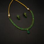 NS-2210006 - Contemporary Flower Elegant Emerald Necklace Set